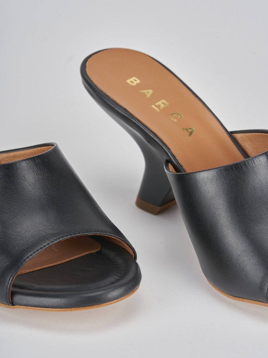 Mules tacón 8 cm negro cuero