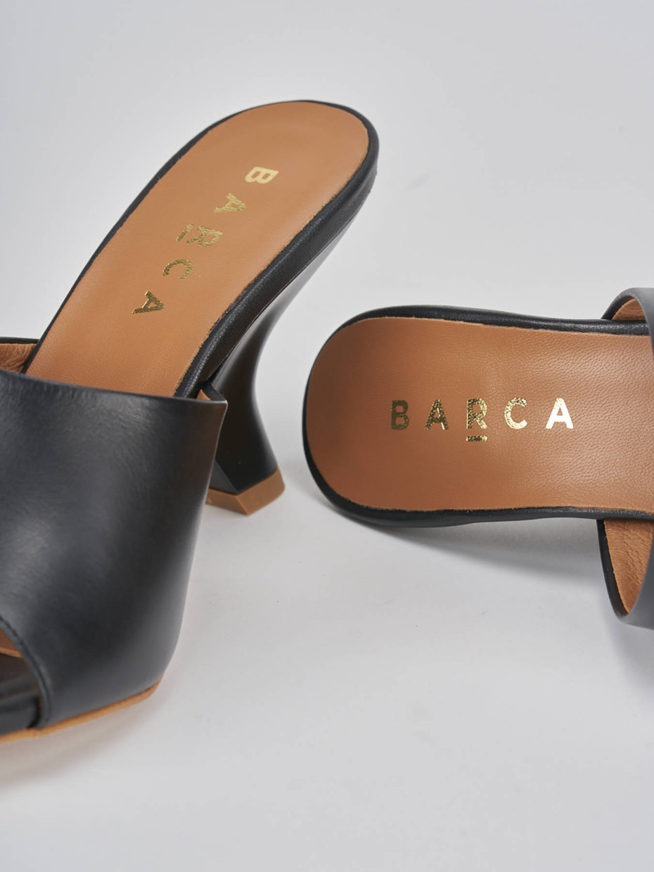 Mules tacón 8 cm negro cuero
