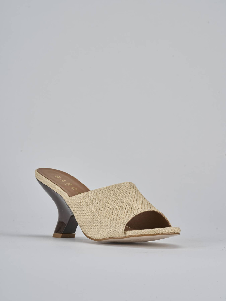 Mules tacón 8 cm beis cuero