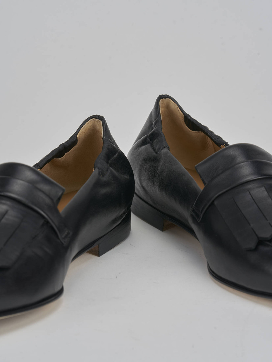 Mocasines tacón 1 cm negro cuero