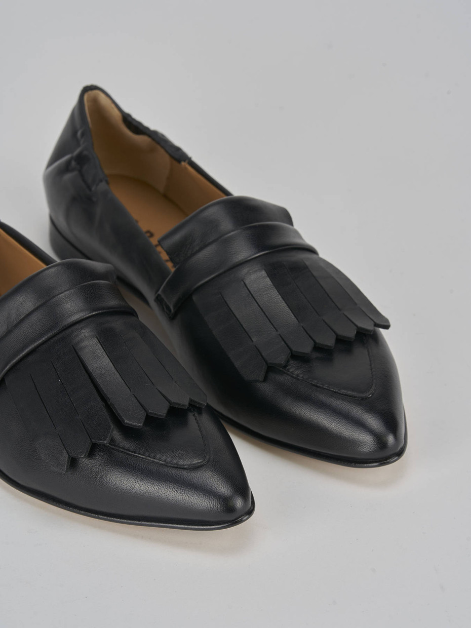 Mocasines tacón 1 cm negro cuero