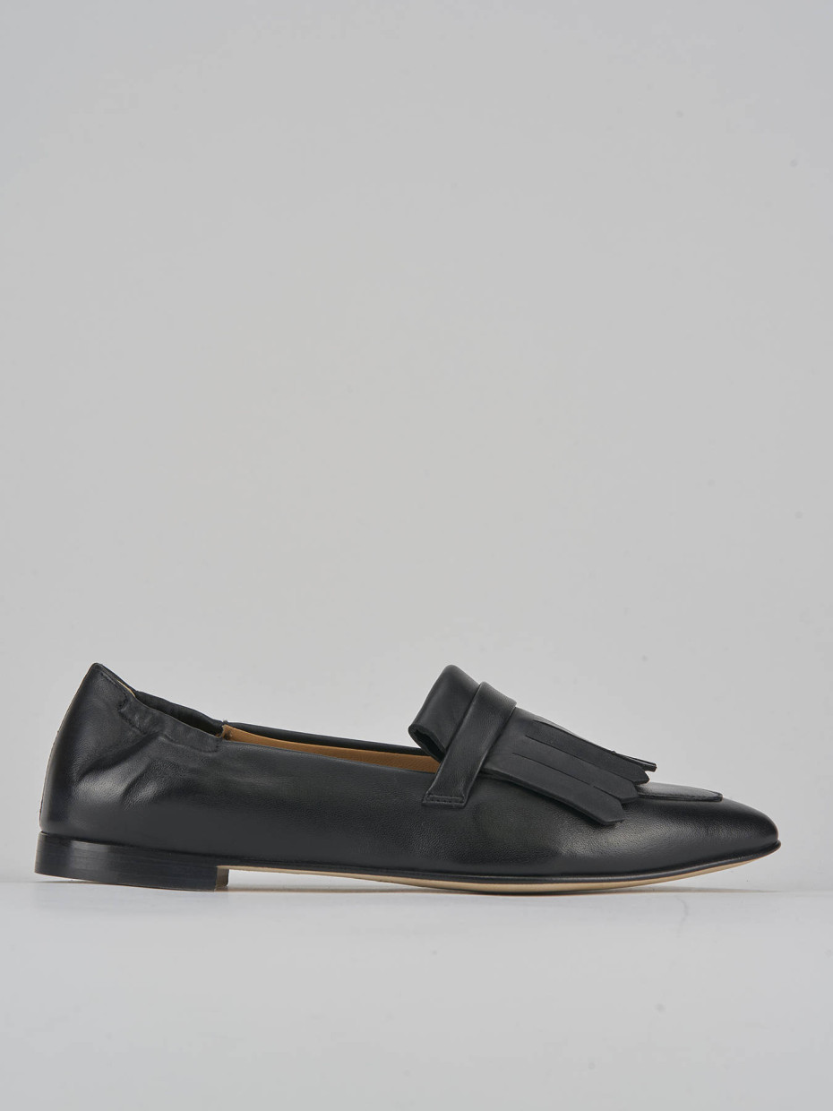 Mocasines tacón 1 cm negro cuero