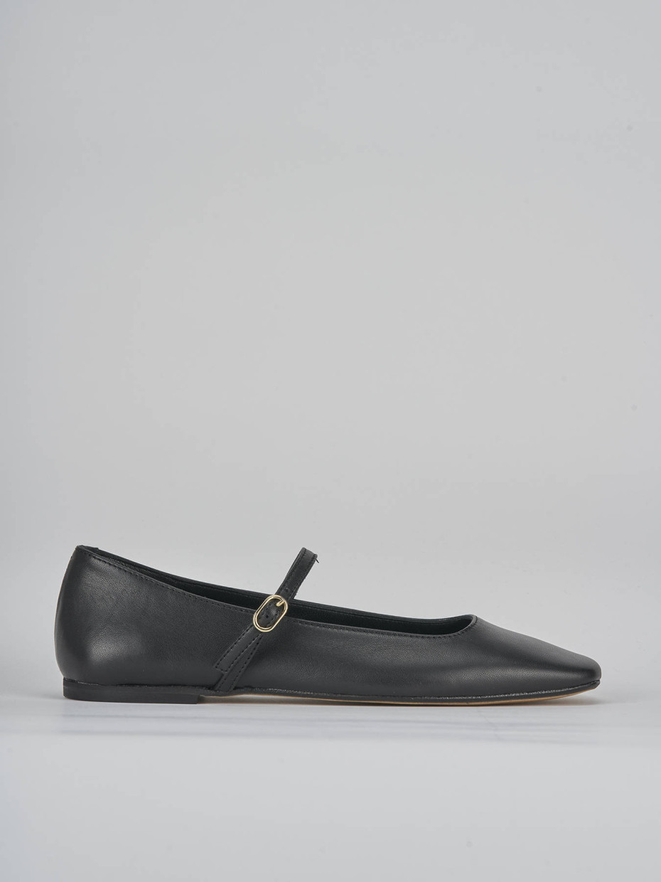 Bailarinas tacón 1 cm negro cuero