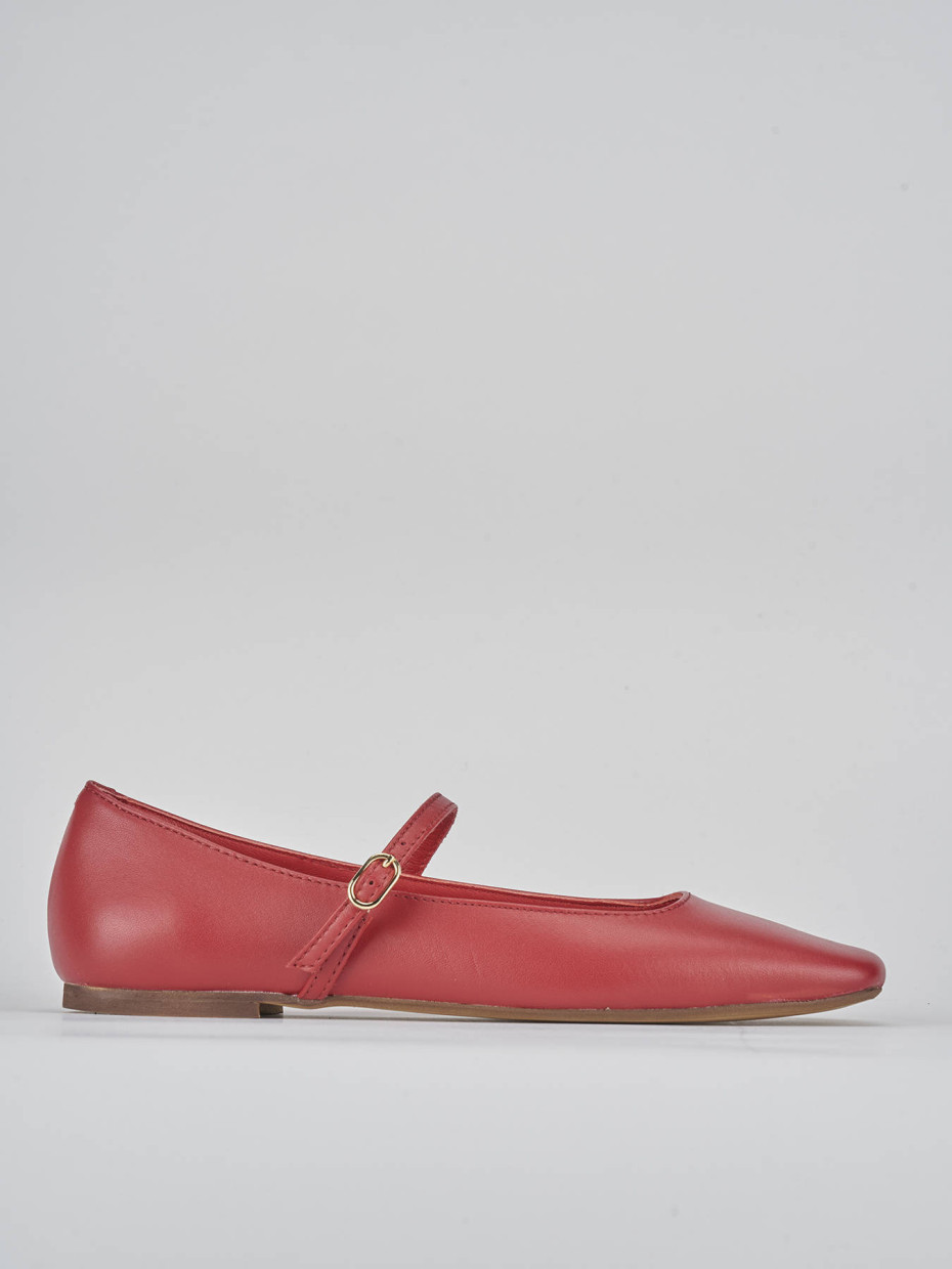 Bailarinas tacón 1 cm rojo cuero