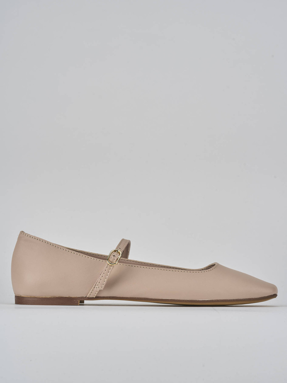Bailarinas tacón 1 cm rosa cuero