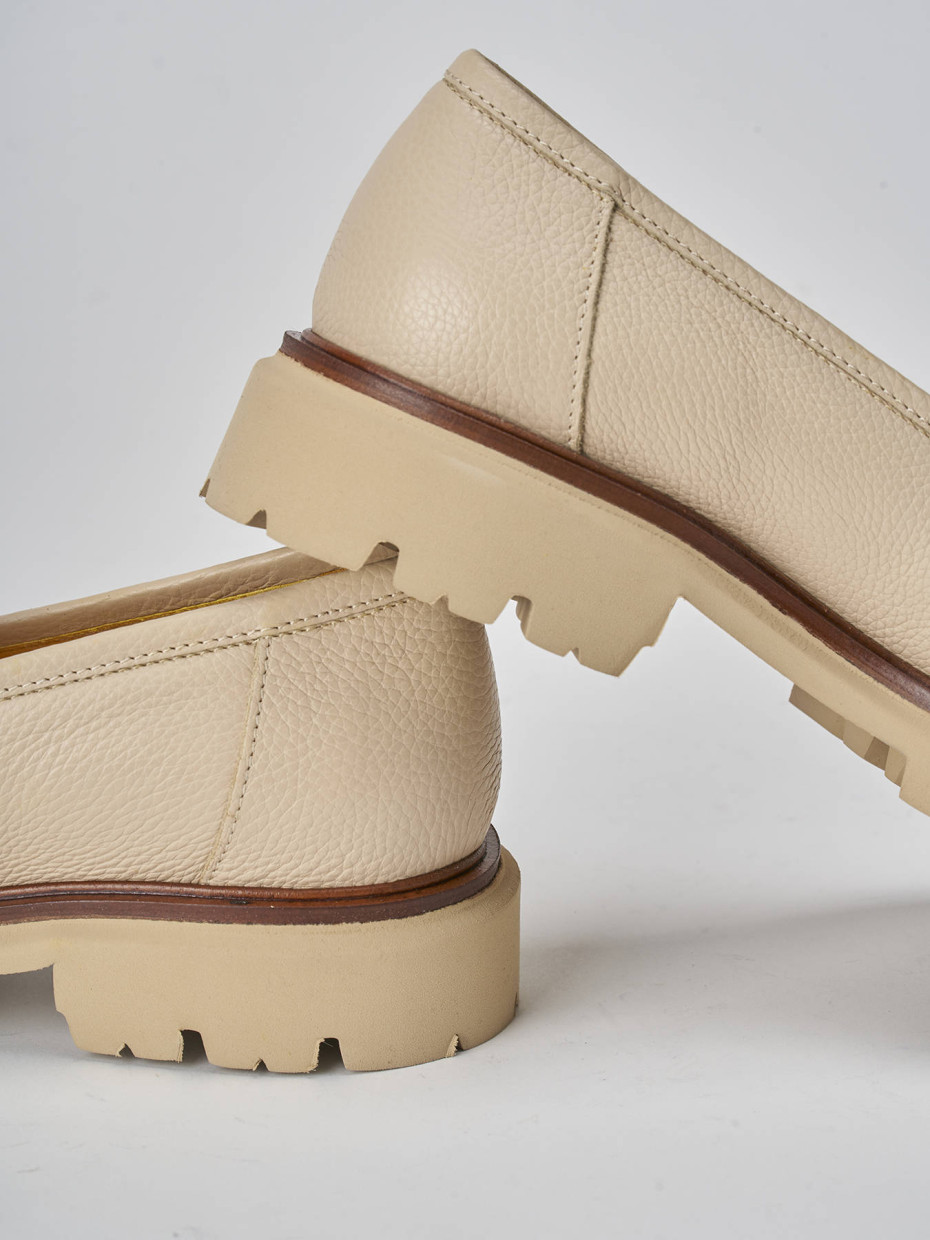 Mocasines tacón 2 cm marrón cuero