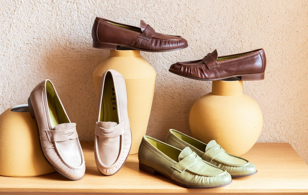 Mocasines tacón 1 cm beis cuero