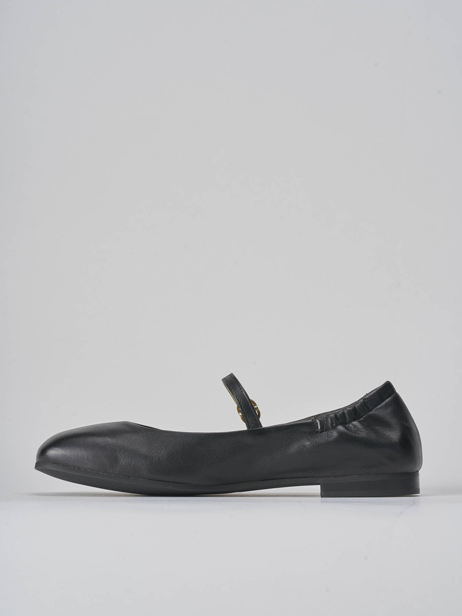Bailarinas tacón 1 cm negro cuero