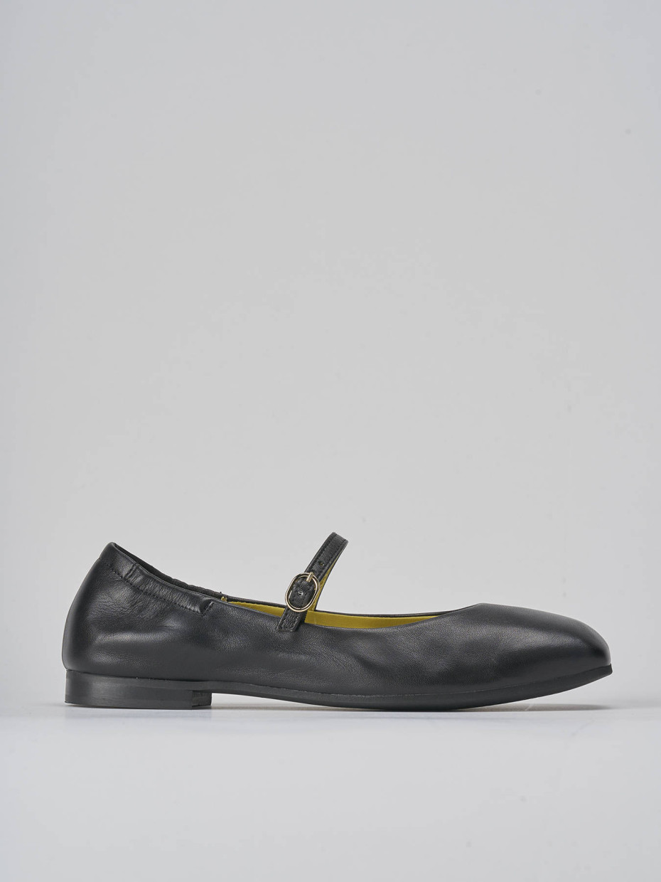 Bailarinas tacón 1 cm negro cuero