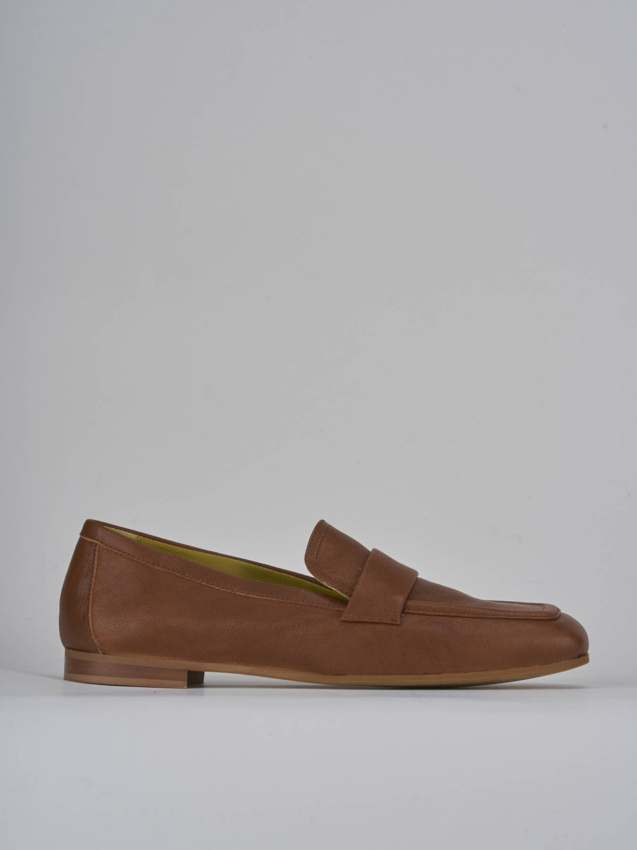 Mocasines tacón 1 cm marrón cuero