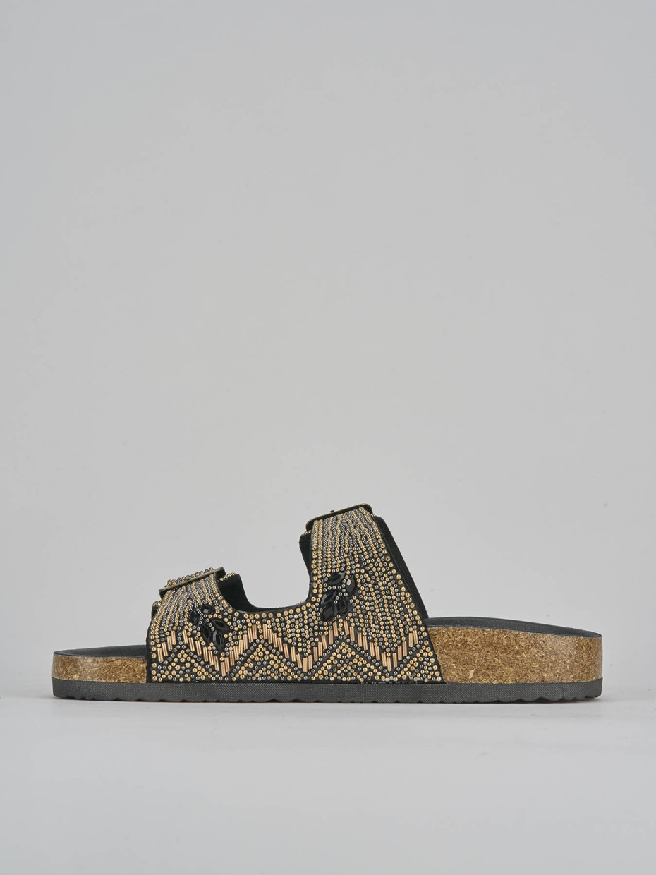 Mules tacón 1 cm negro cuero