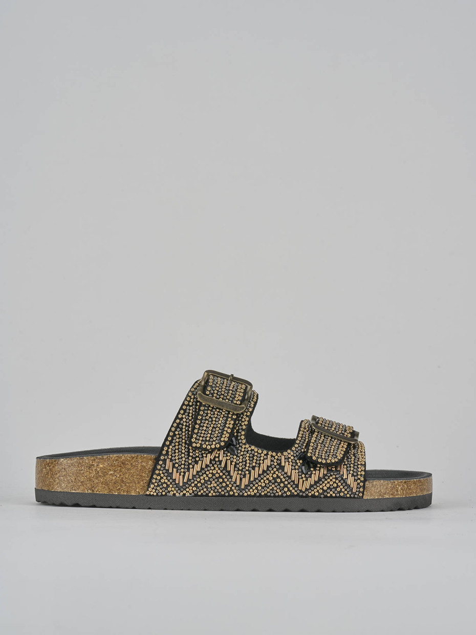 Mules tacón 1 cm negro cuero
