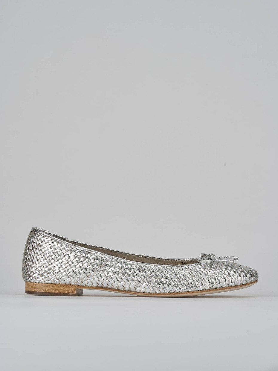 Bailarinas tacón 1 cm plata cuero