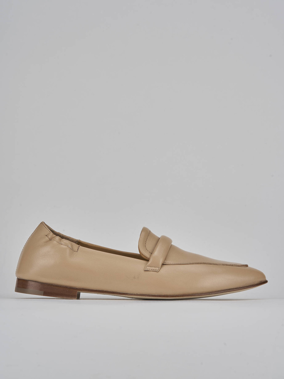 Mocasines tacón 1 cm marrón cuero