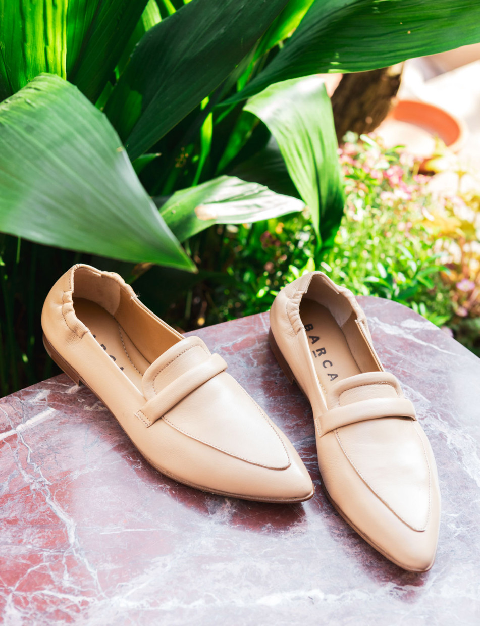 Mocasines tacón 1 cm marrón cuero