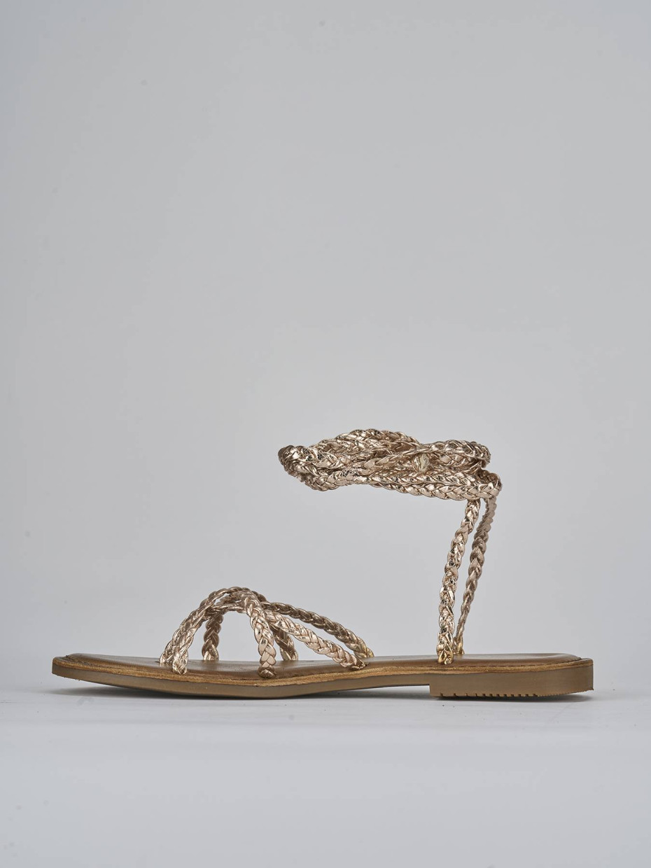 Sandalias de tacón bajo tacón 1 cm bronce cuero