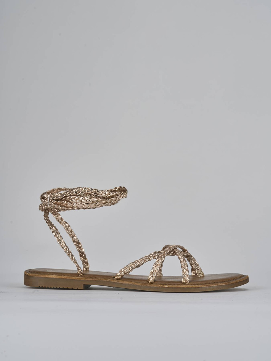 Sandalias de tacón bajo tacón 1 cm bronce cuero