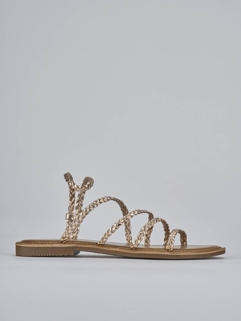 Sandalias de tacón bajo tacón 1 cm bronce cuero