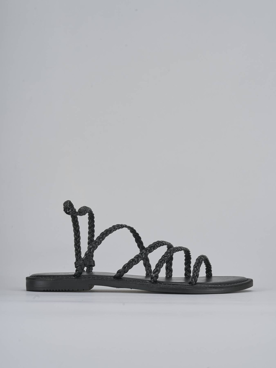 Low heel sandals heel 1 cm black leather