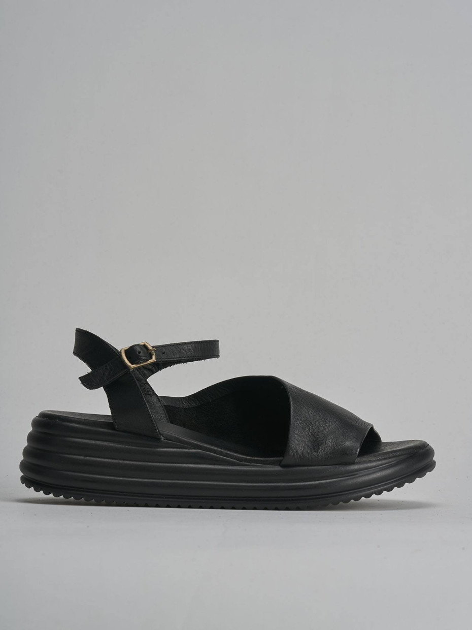 Wedge heels heel 6 cm black leather