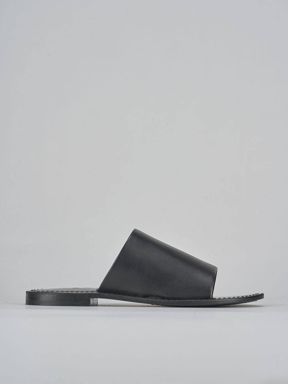 Mules tacón 1 cm negro cuero