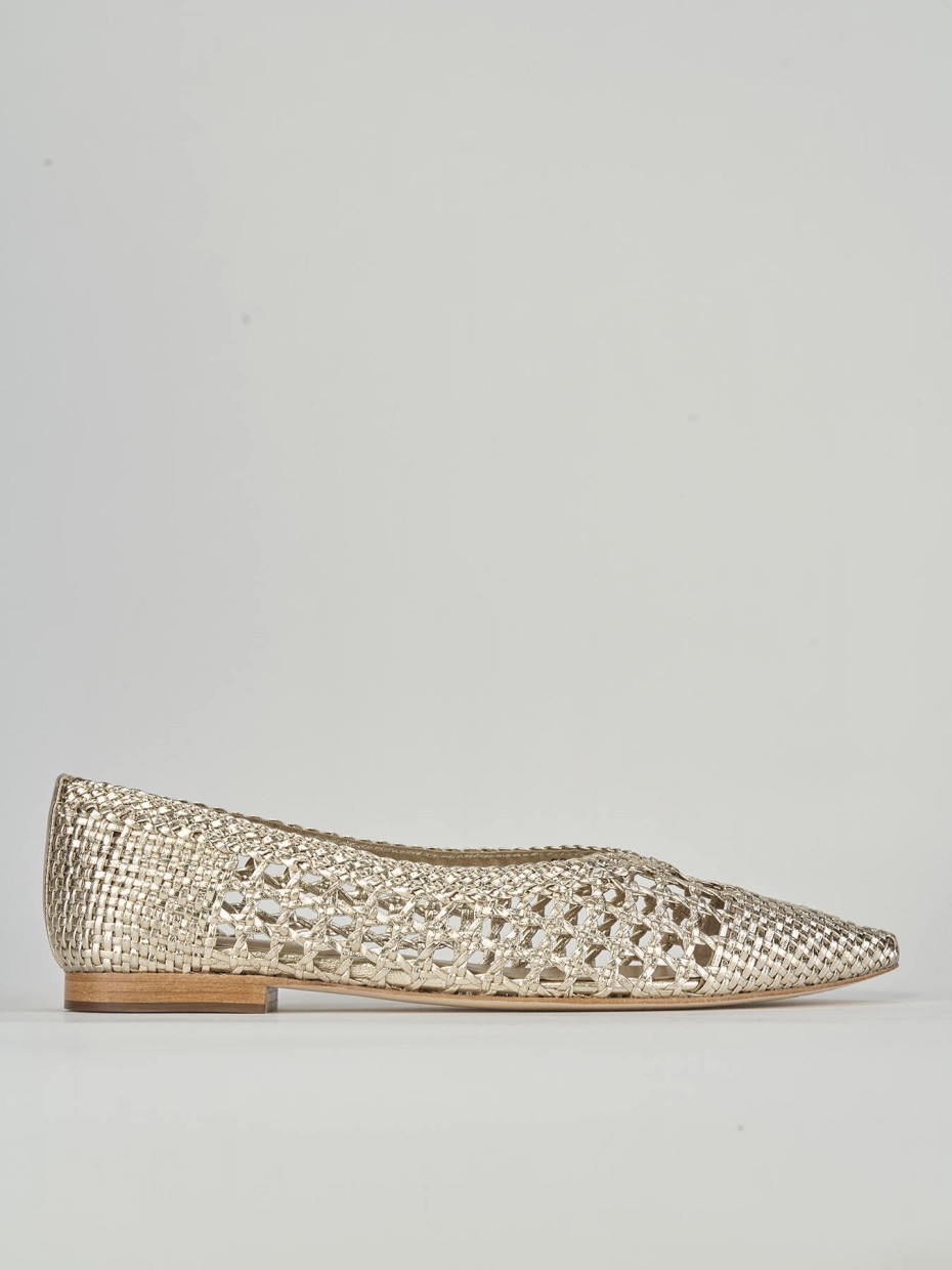 Bailarinas tacón 1 cm oro cuero