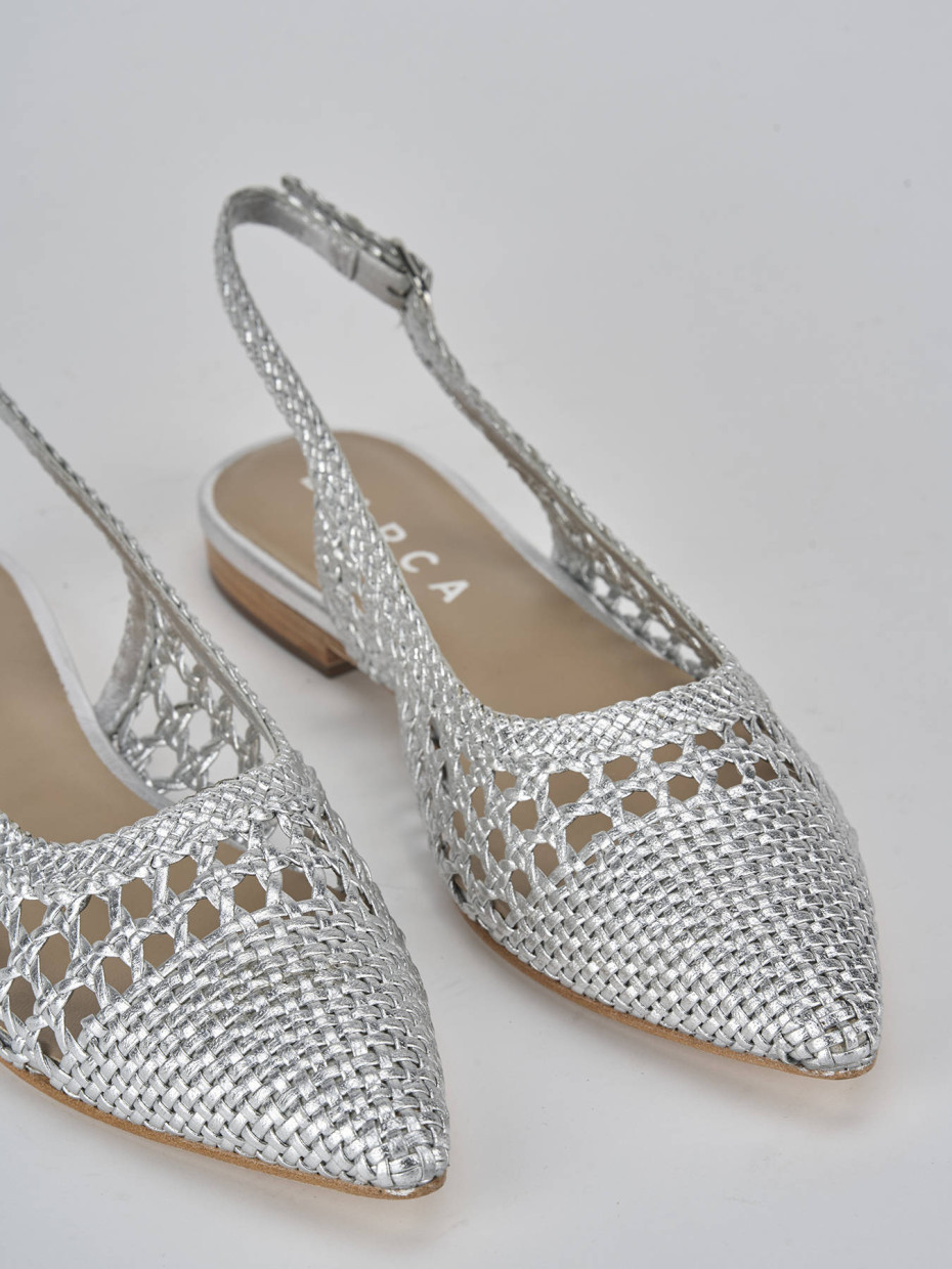 Bailarinas tacón 1 cm plata cuero