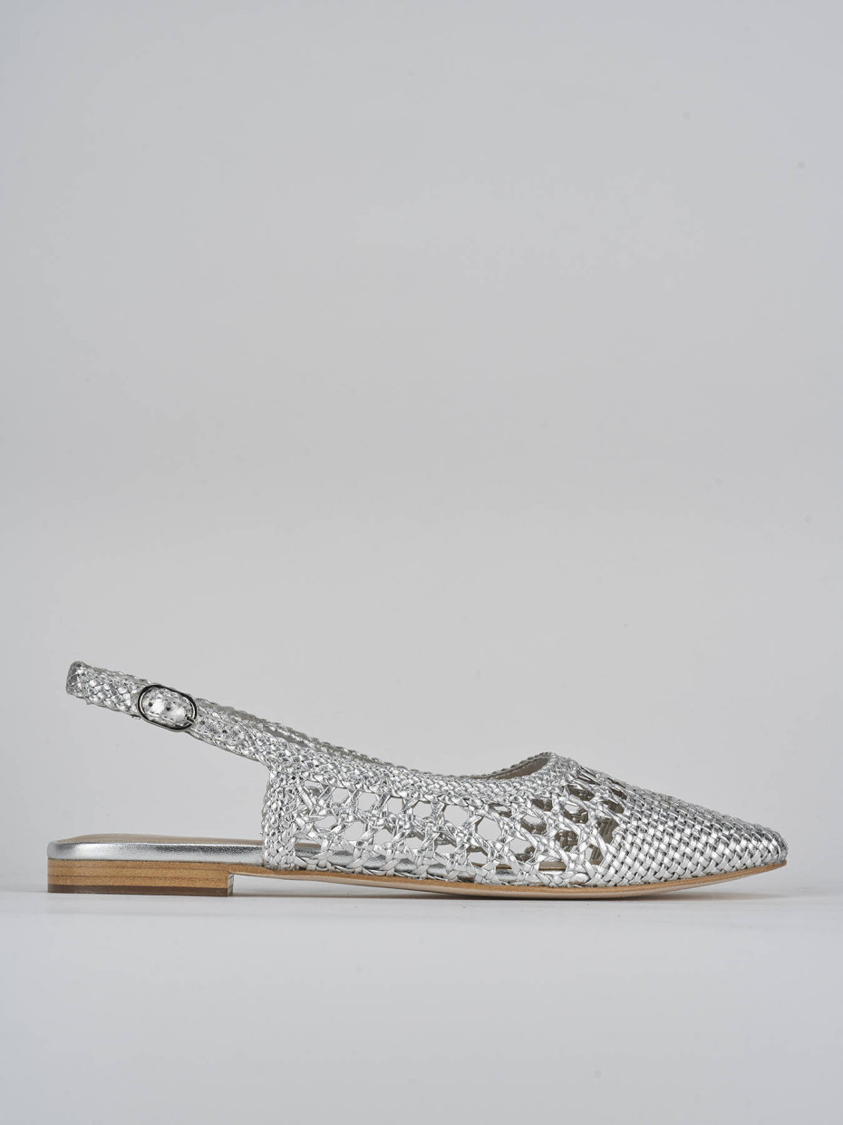 Bailarinas tacón 1 cm plata cuero