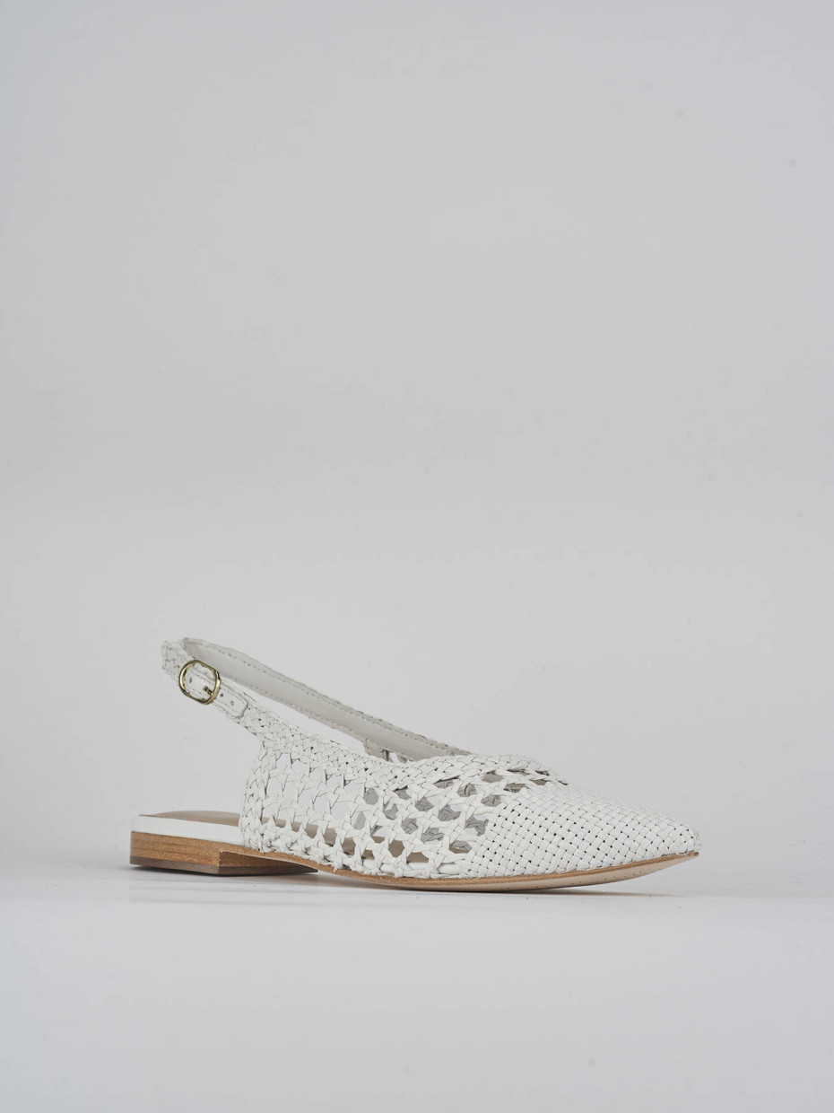 Bailarinas tacón 1 cm blanco cuero