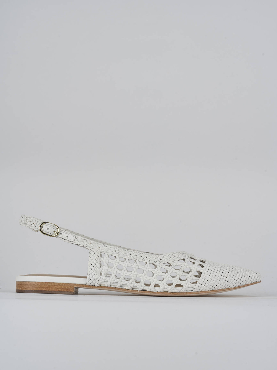 Bailarinas tacón 1 cm blanco cuero