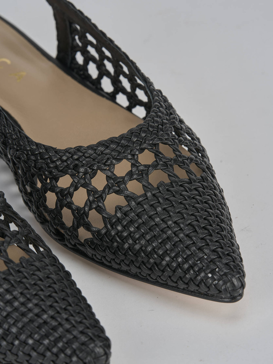 Bailarinas tacón 1 cm negro cuero