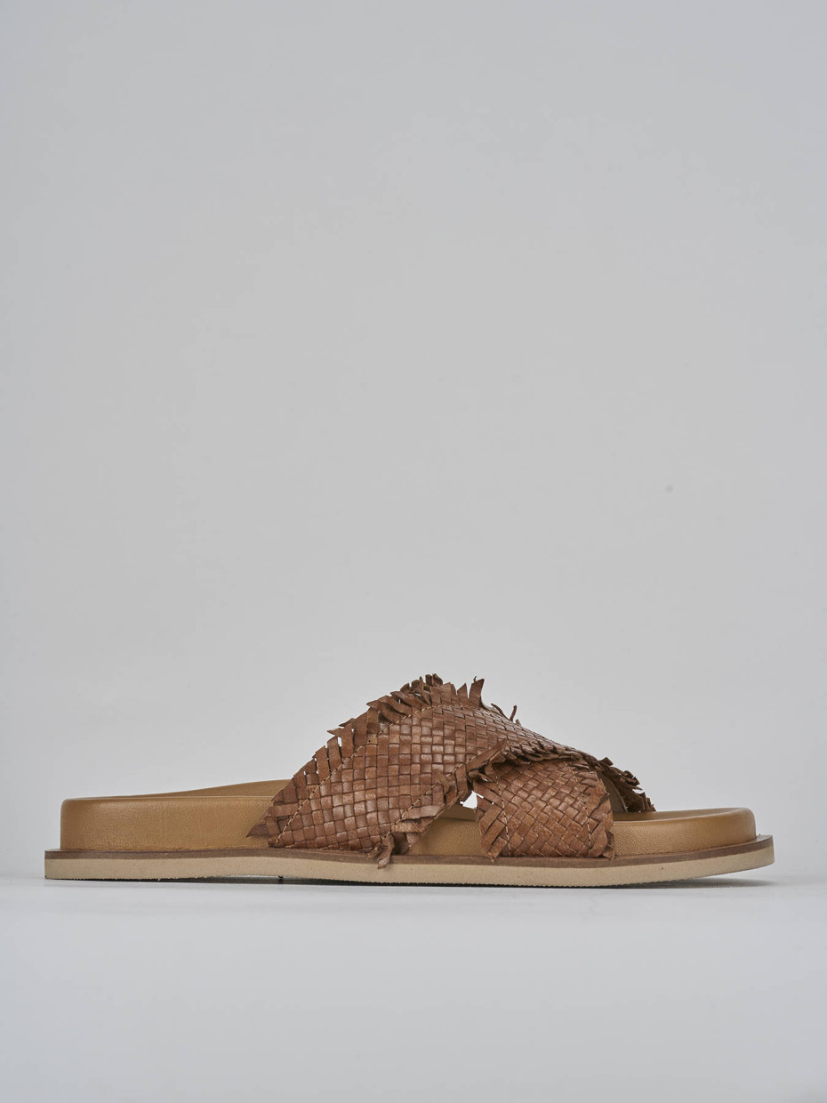 Mules tacón 1 cm marrón cuero