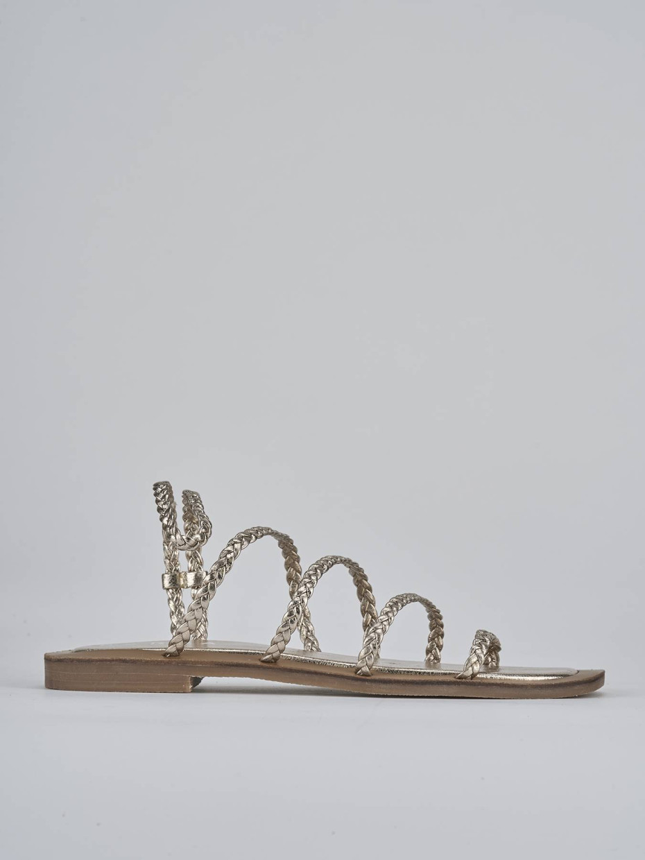 Sandalias de tacón bajo tacón 1 cm oro cuero