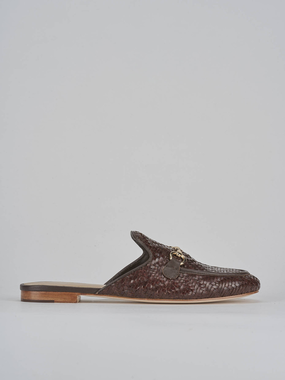 Sabot heel 1 cm dark brown leather