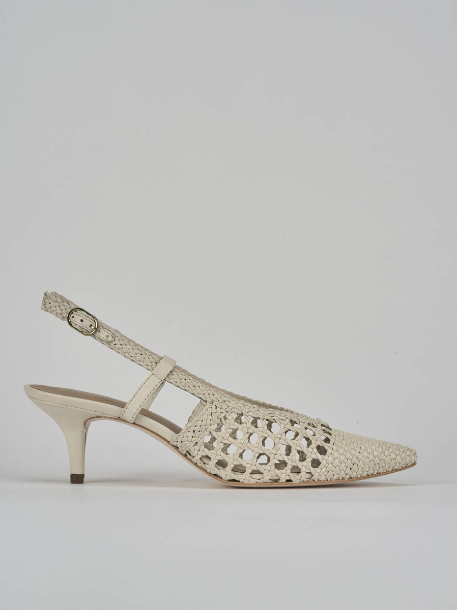 Slingback tacco 5cm pelle bianco