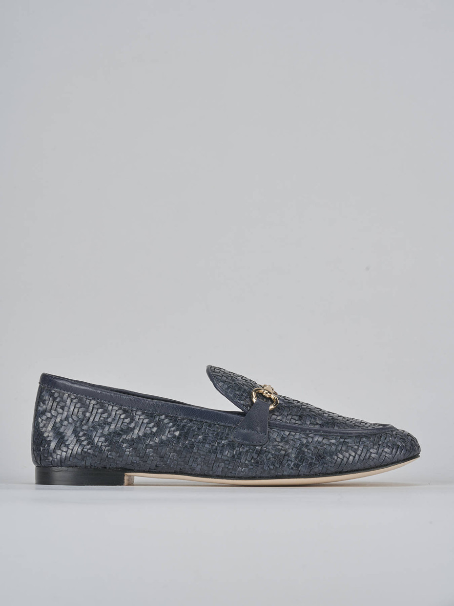 Mocasines tacón 1 cm azul cuero