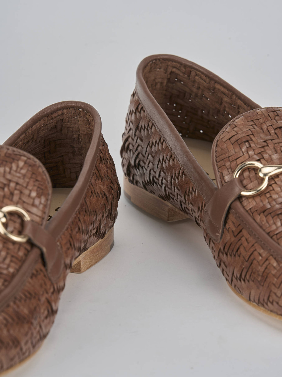 Mocasines tacón 1 cm marrón cuero