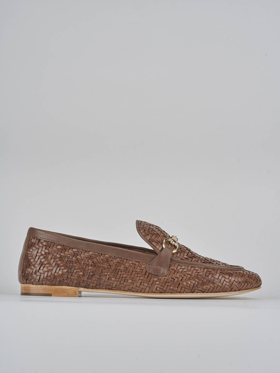 Mocasines tacón 1 cm marrón cuero