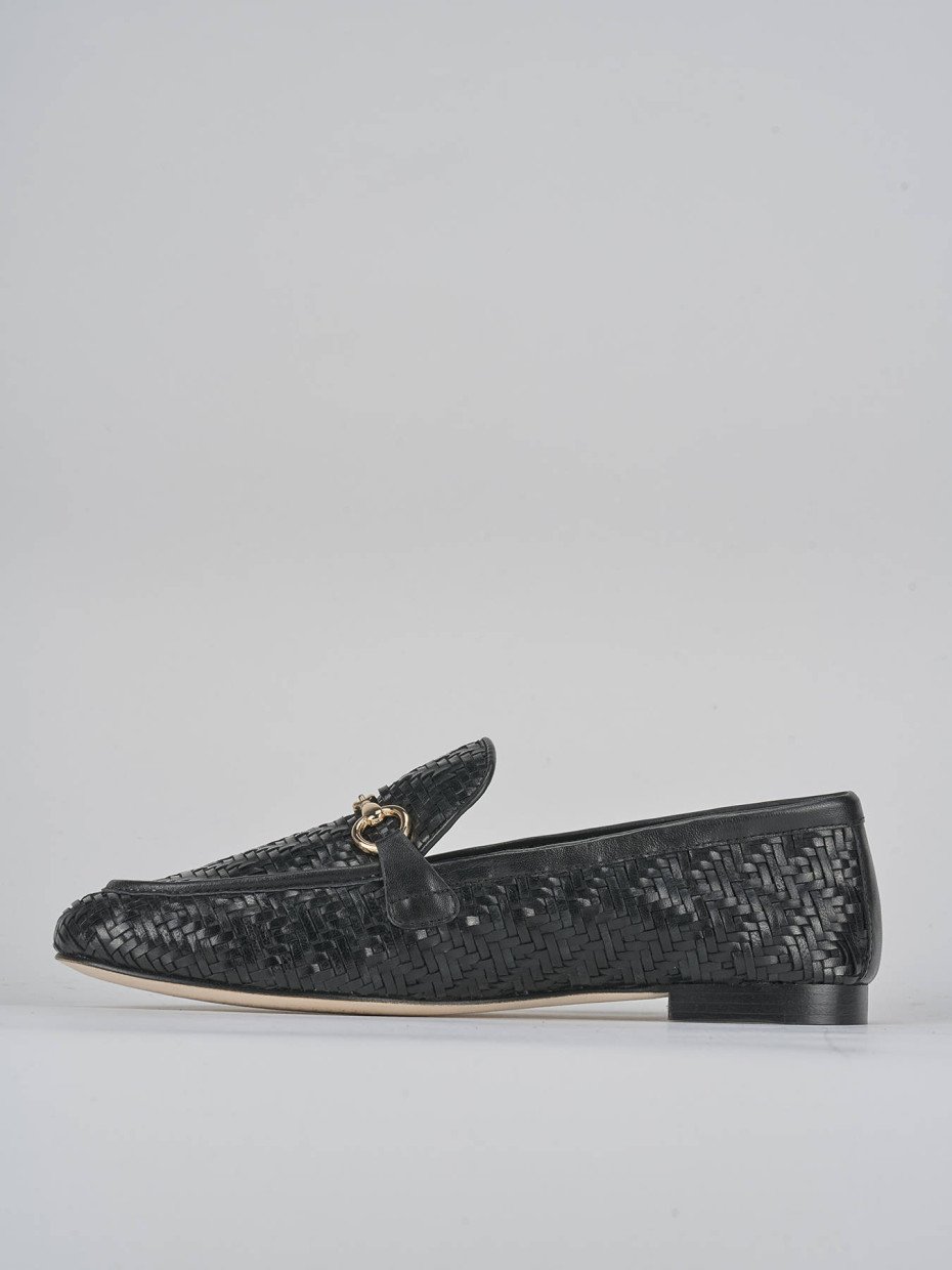 Mocasines tacón 1 cm negro cuero