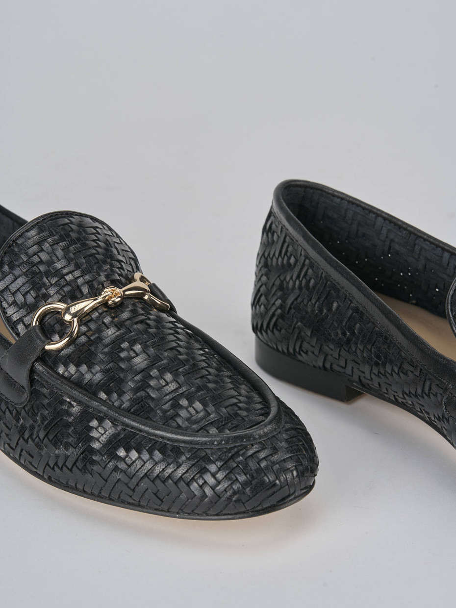 Mocasines tacón 1 cm negro cuero