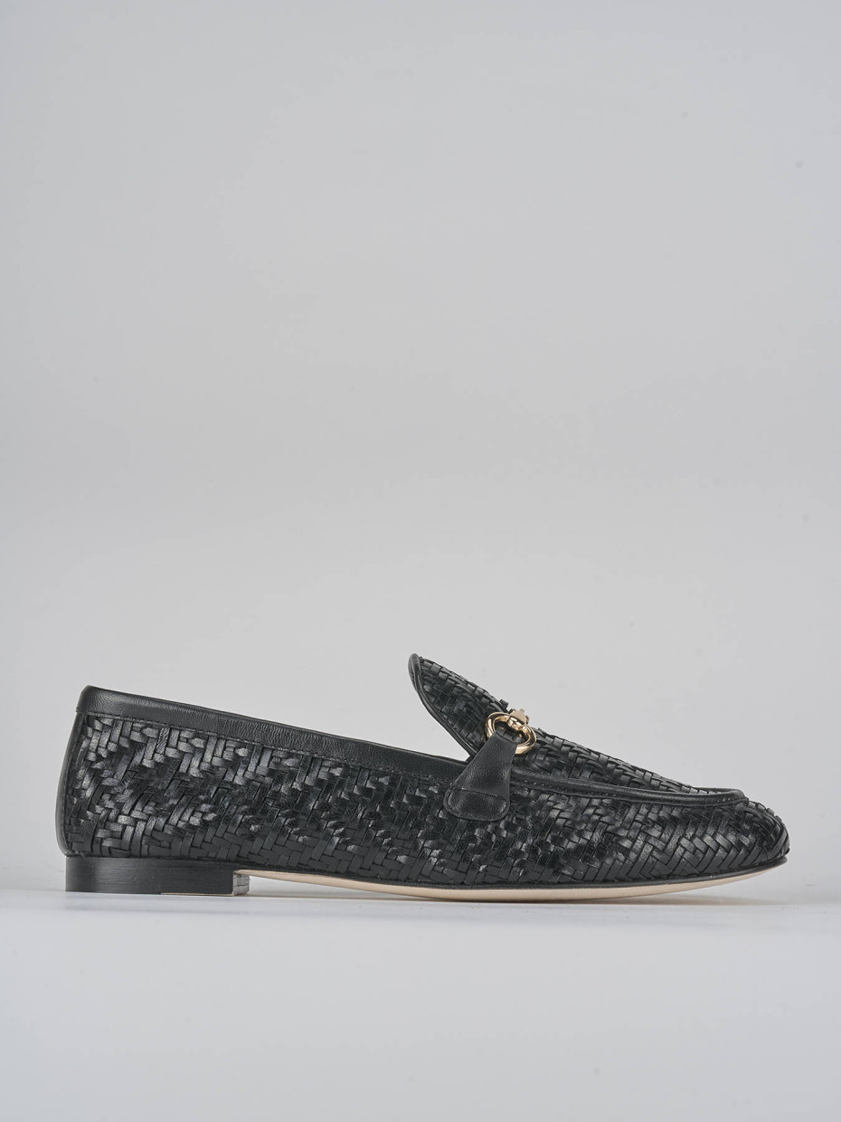 Mocasines tacón 1 cm negro cuero