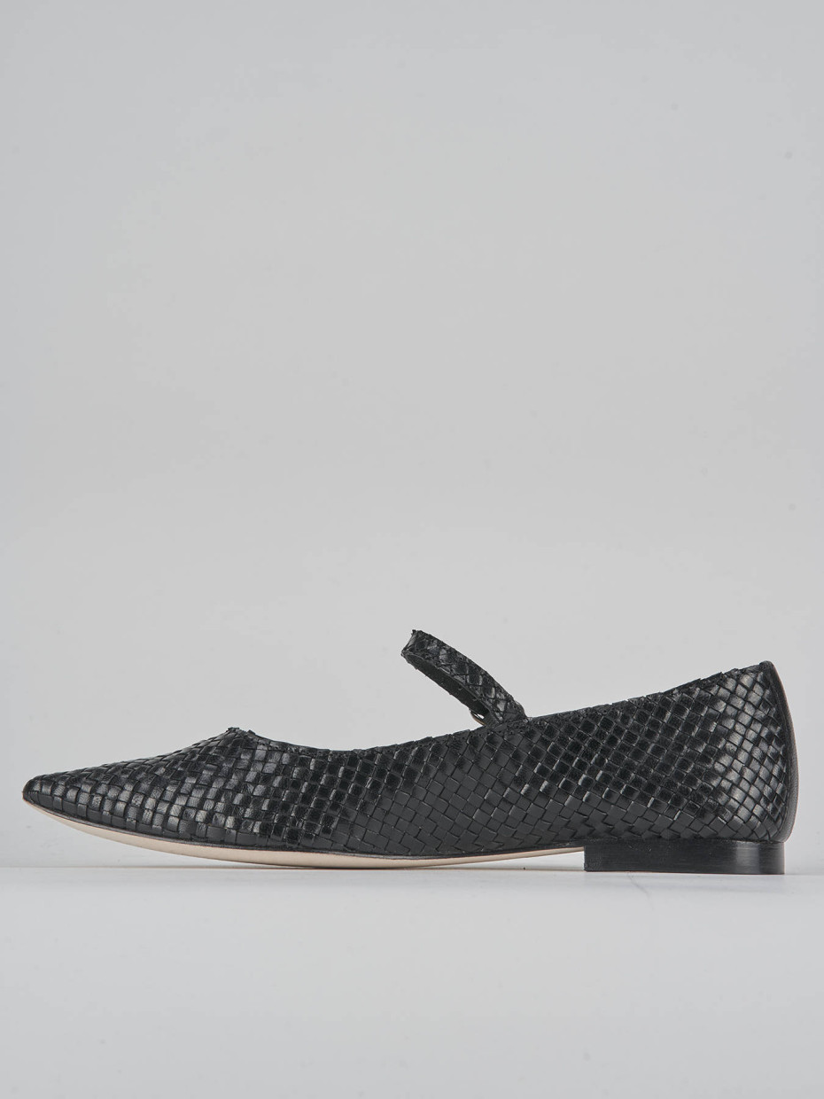Bailarinas tacón 1 cm negro cuero