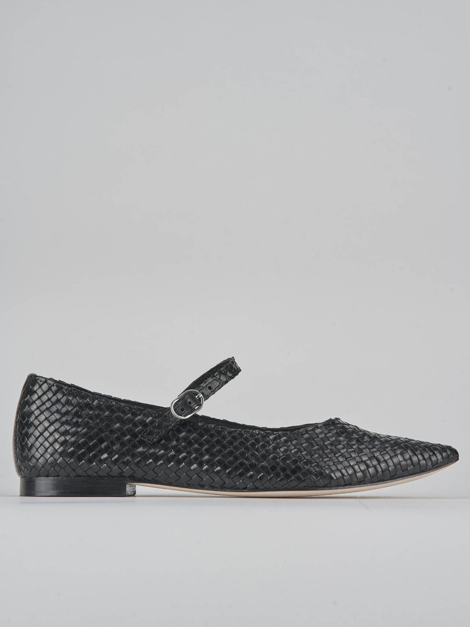 Bailarinas tacón 1 cm negro cuero