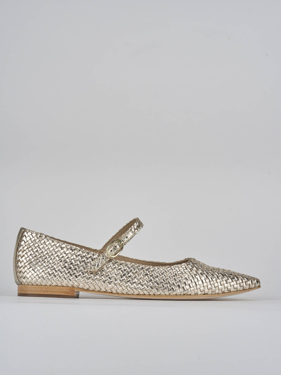 Bailarinas tacón 1 cm oro cuero