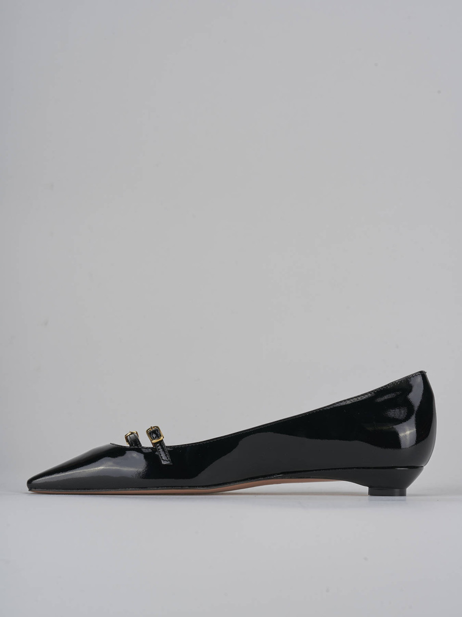 Bailarinas tacón 2 cm negro charol