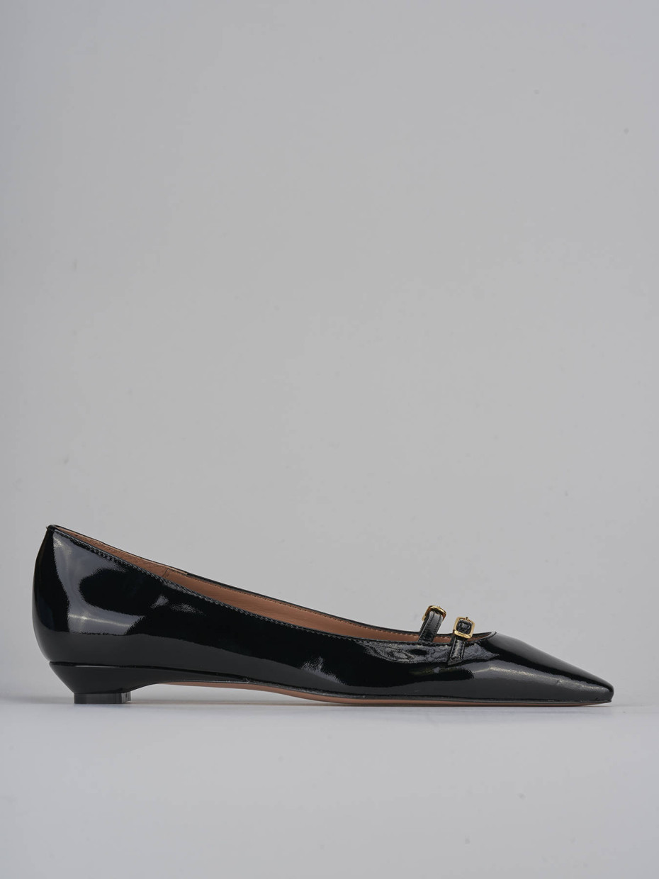 Bailarinas tacón 2 cm negro charol