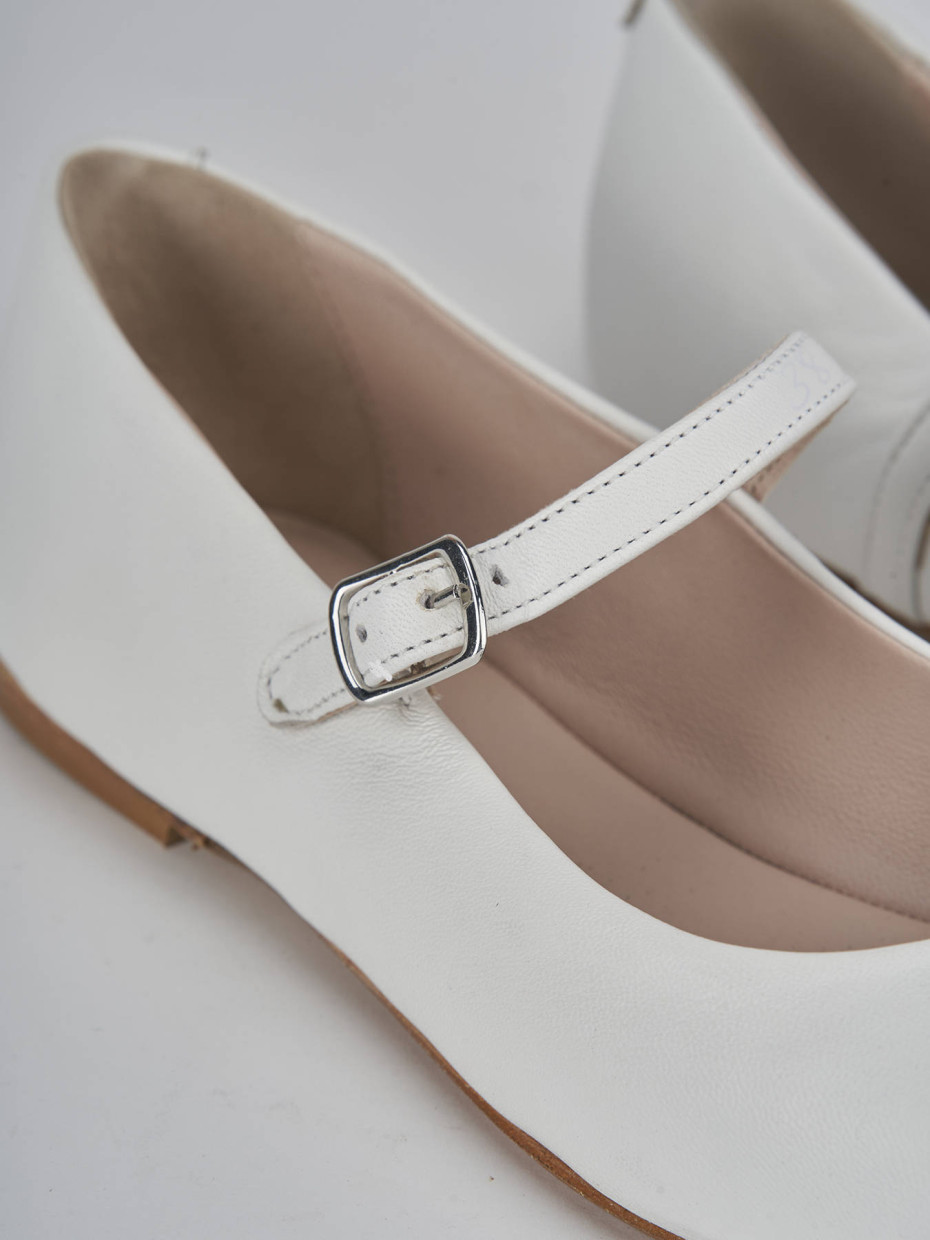 Bailarinas tacón 1 cm blanco cuero