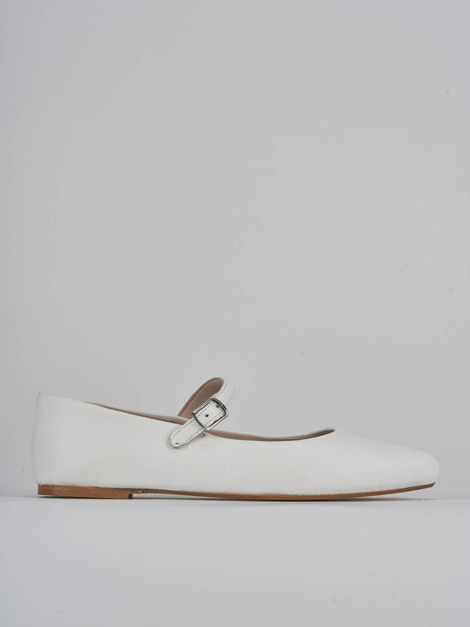 Bailarinas tacón 1 cm blanco cuero