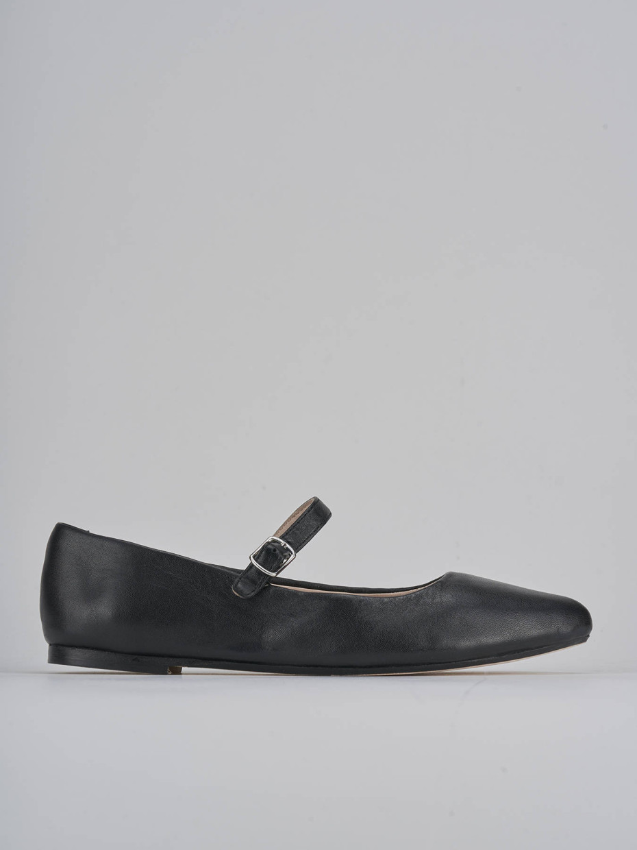 Bailarinas tacón 1 cm negro cuero