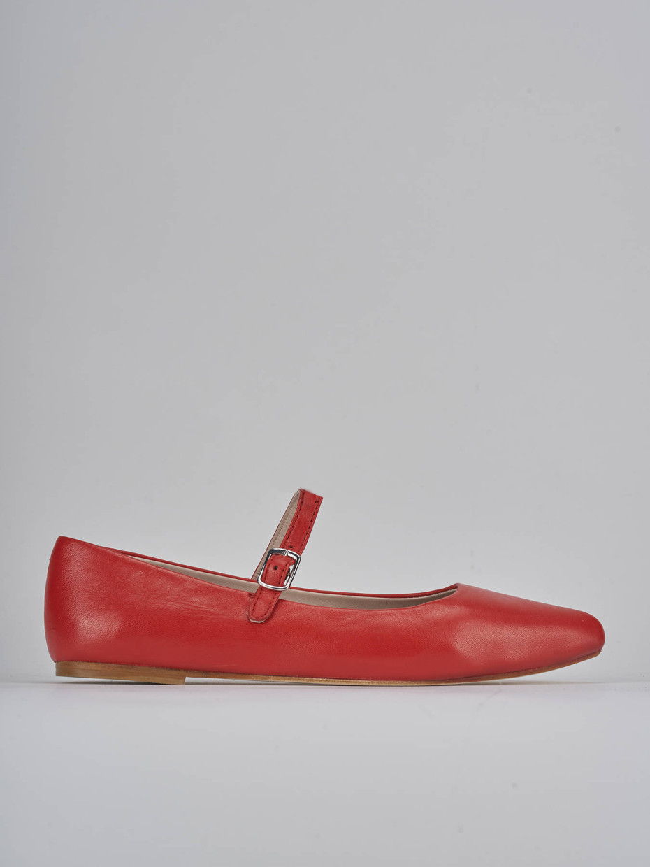 Bailarinas tacón 1 cm rojo cuero